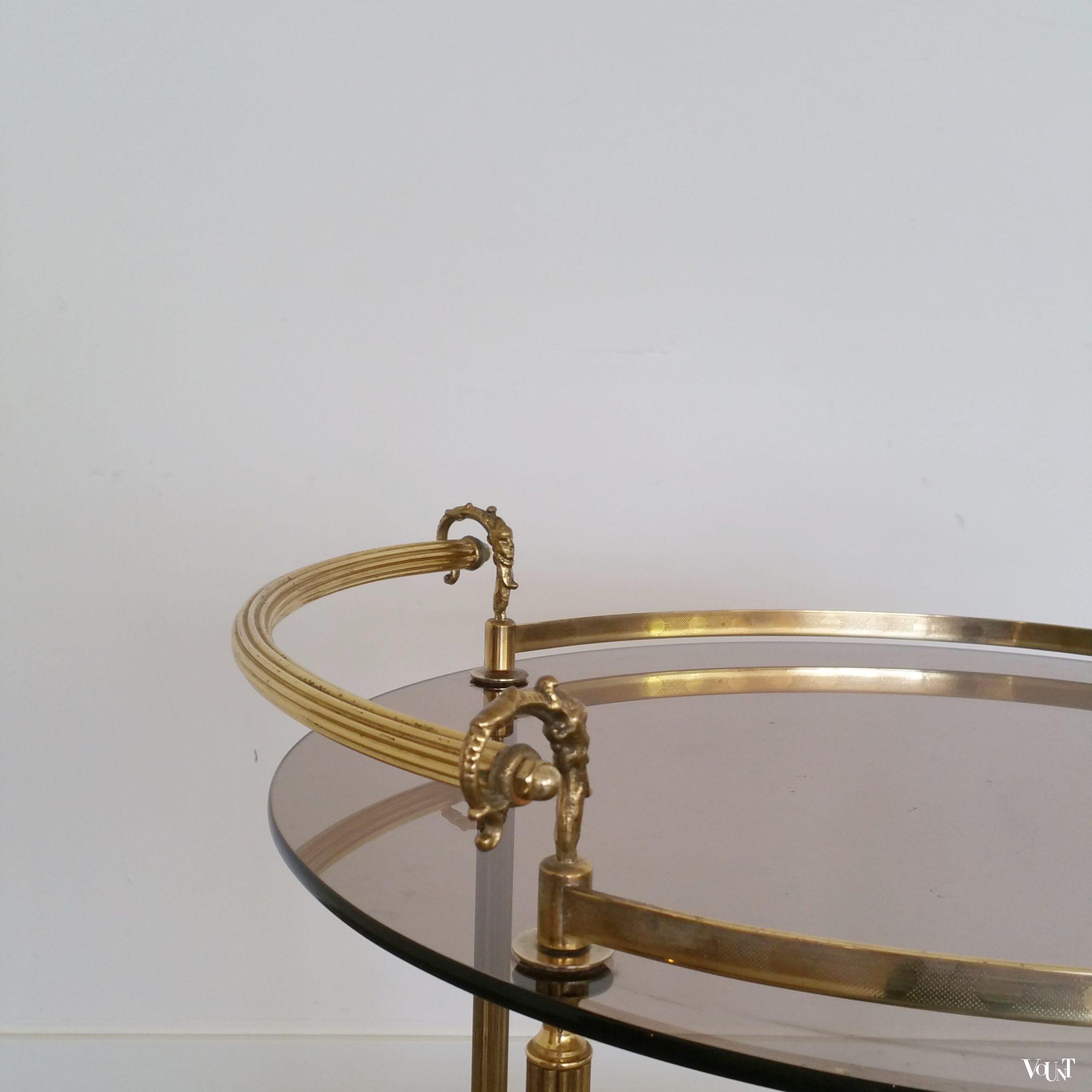 Ronde messing trolley / bar cart, jaren '60