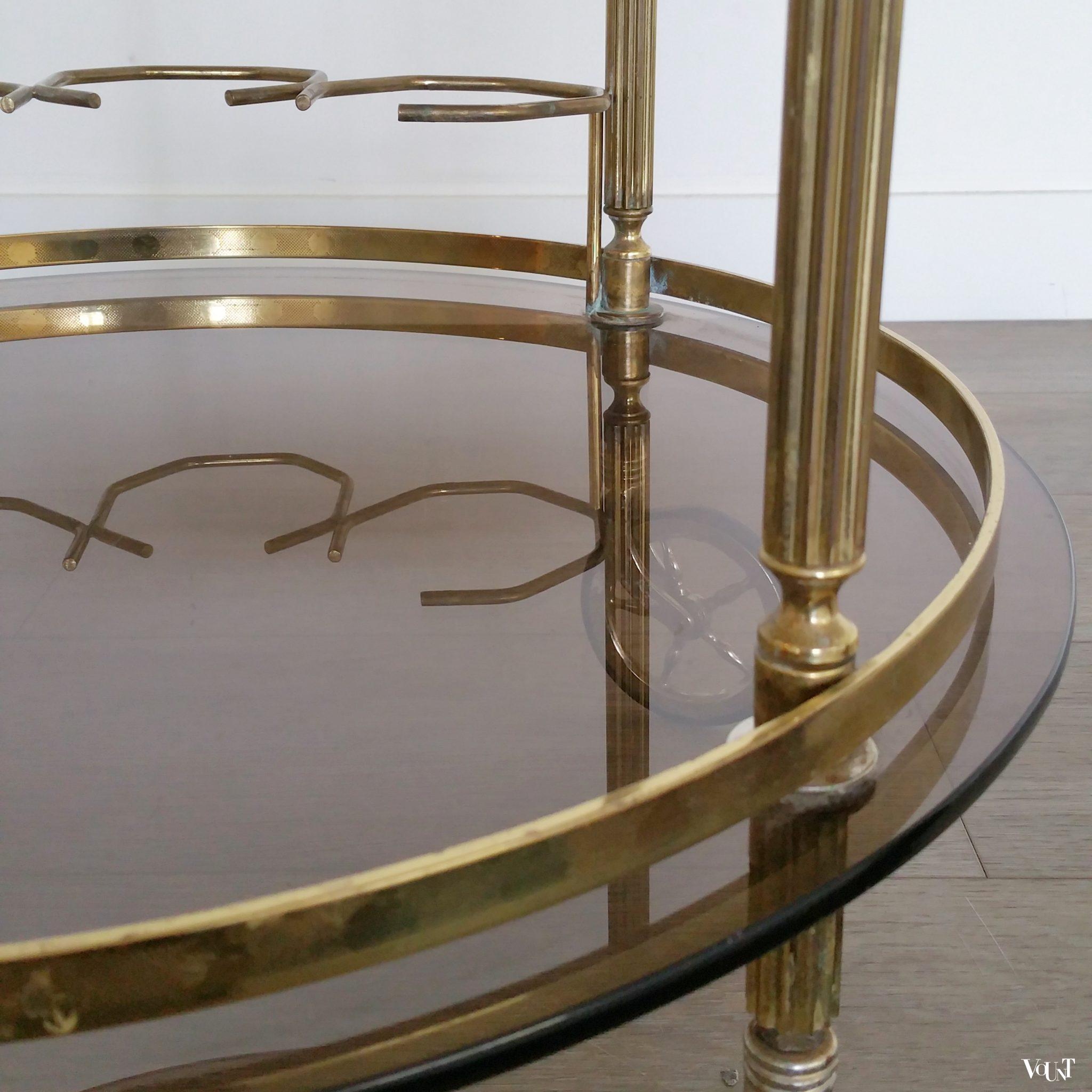 Ronde messing trolley / bar cart, jaren '60