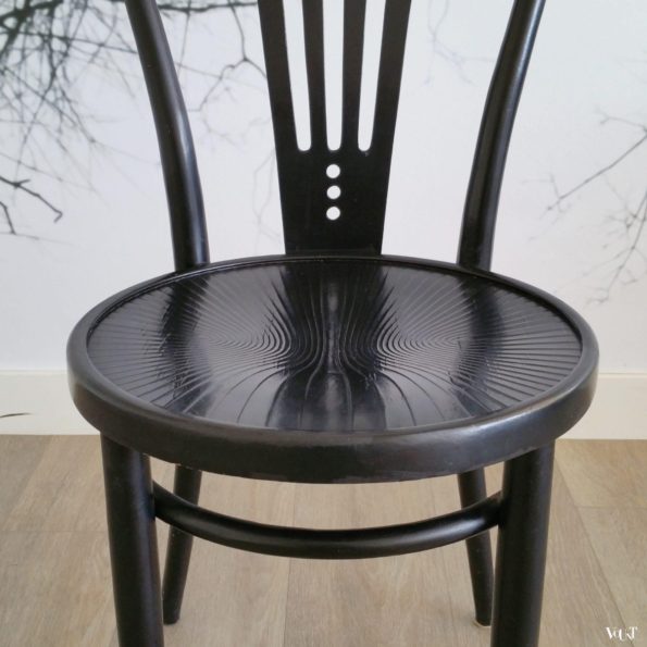 Set van 2 zwarte Jugendstil stoeltjes, ZPM Radomsko, jaren '60