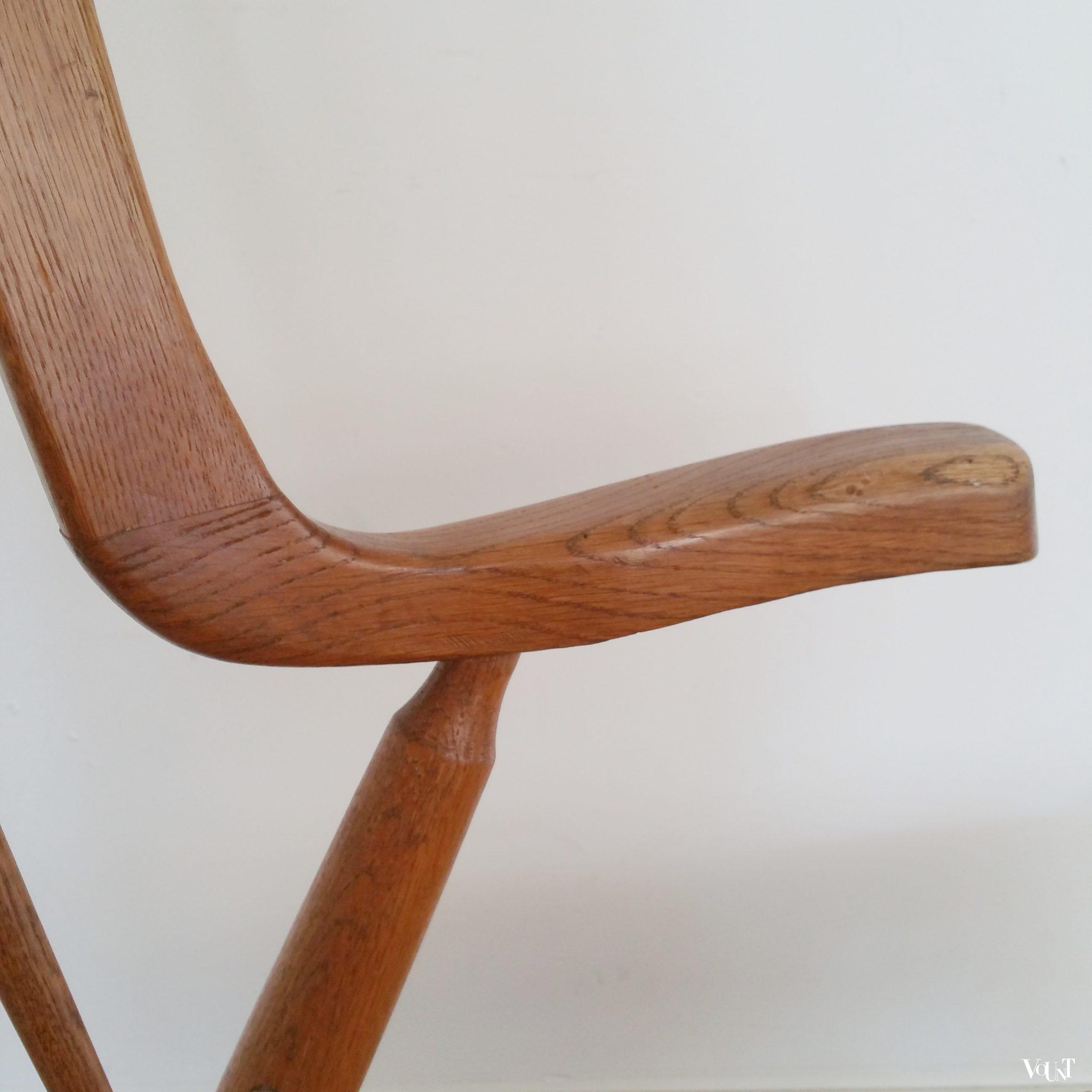 Fauteuil met biezen zitting, jaren '50