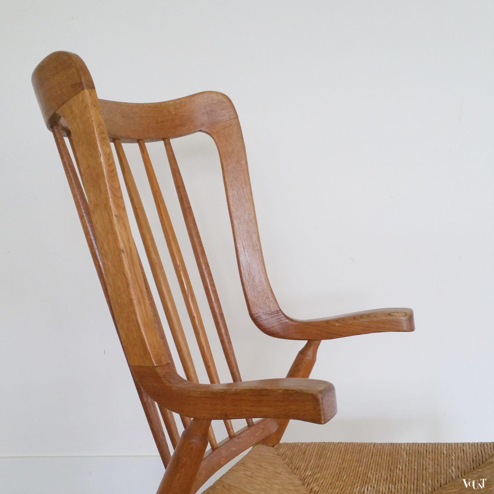 Fauteuil met biezen zitting, jaren '50