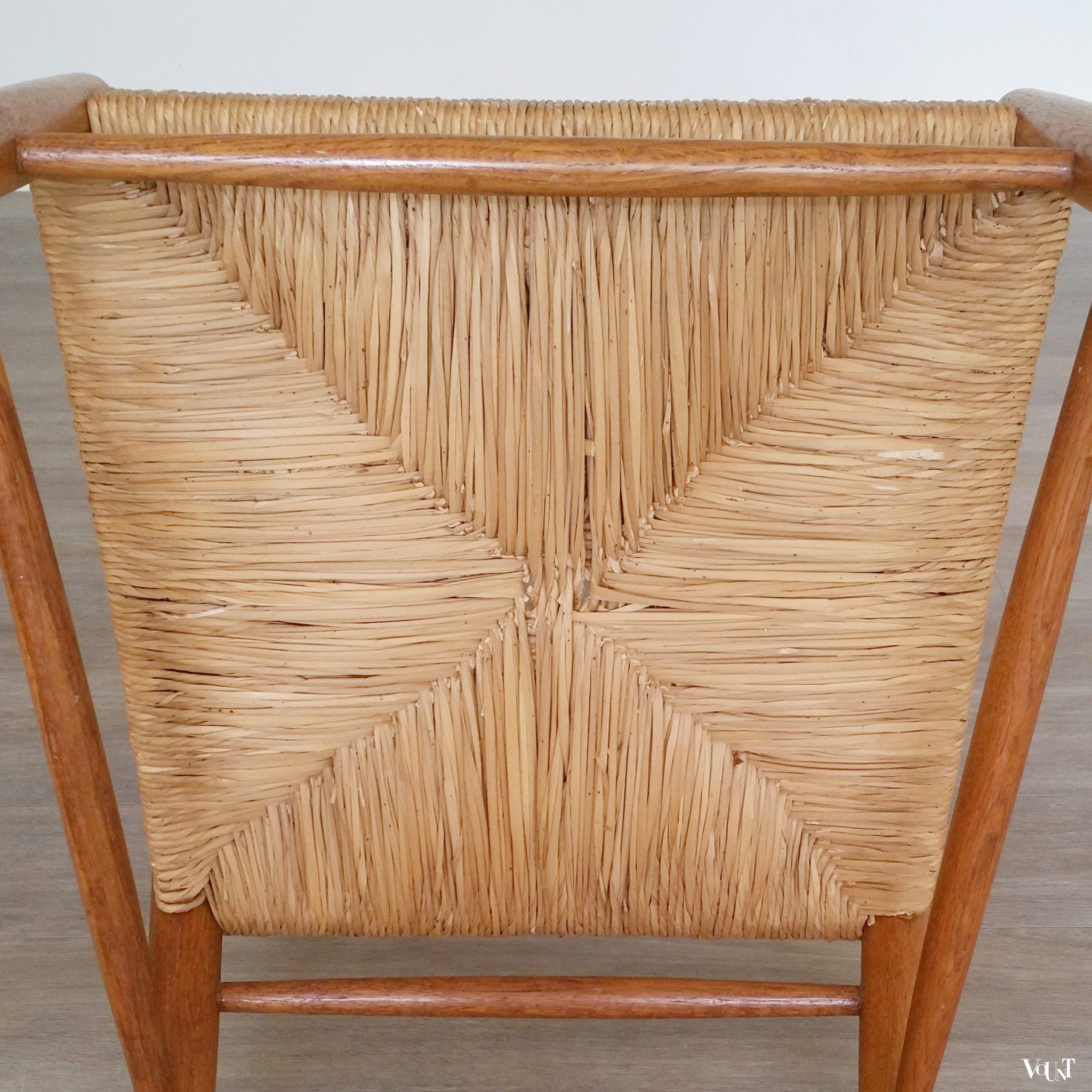 Fauteuil met biezen zitting, jaren '50