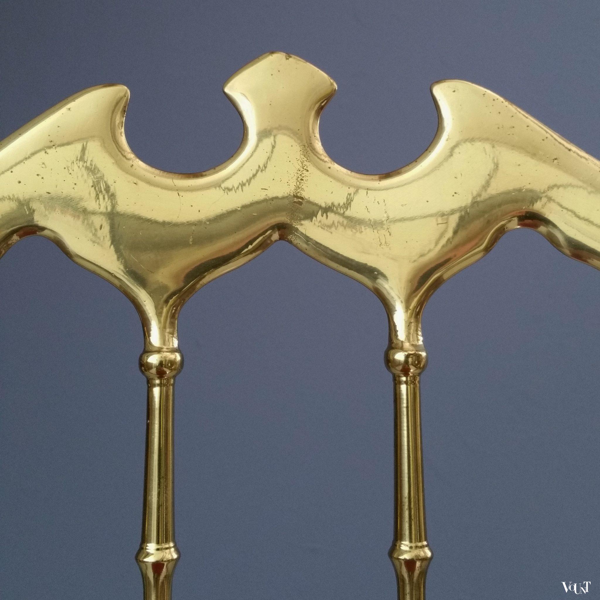 Messing Chiavari-stoeltje met fluwelen bekleding, Italië, jaren ‘60