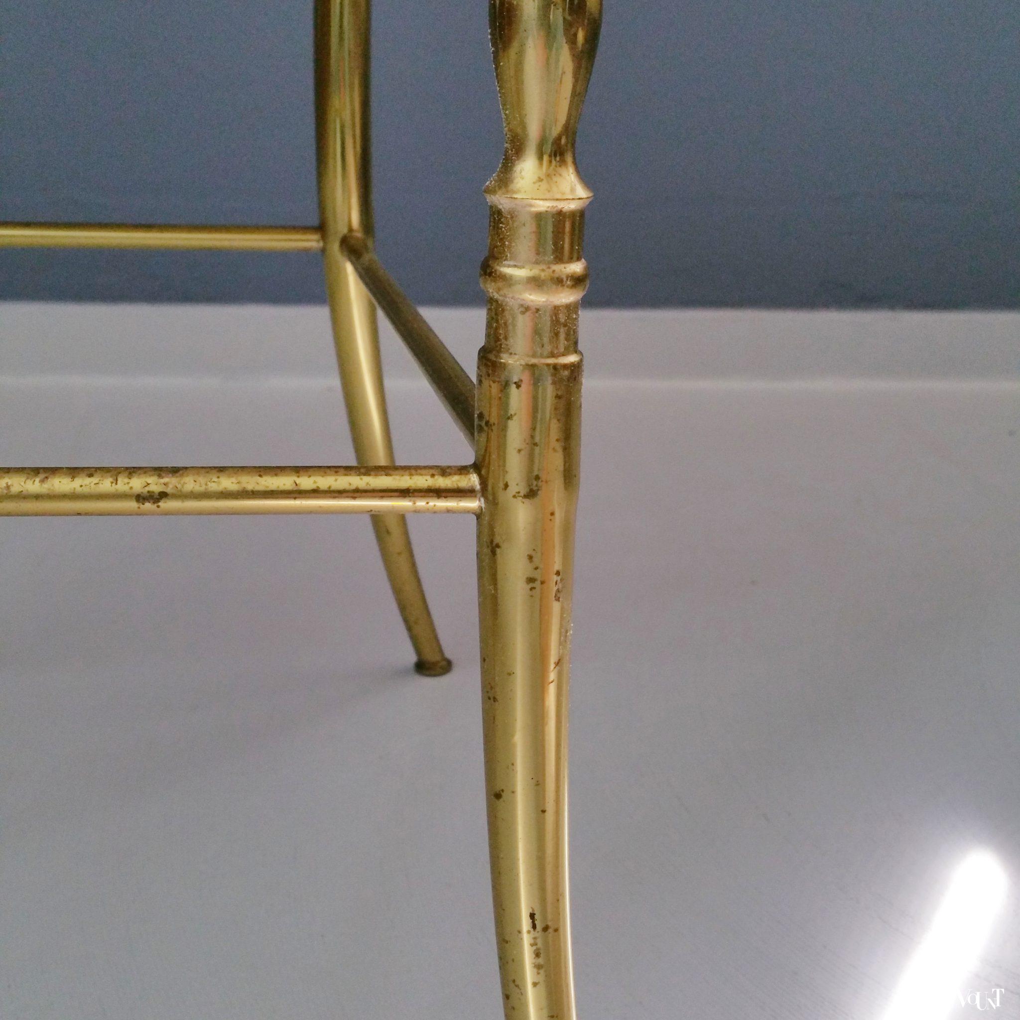 Messing Chiavari-stoeltje met fluwelen bekleding, Italië, jaren ‘60