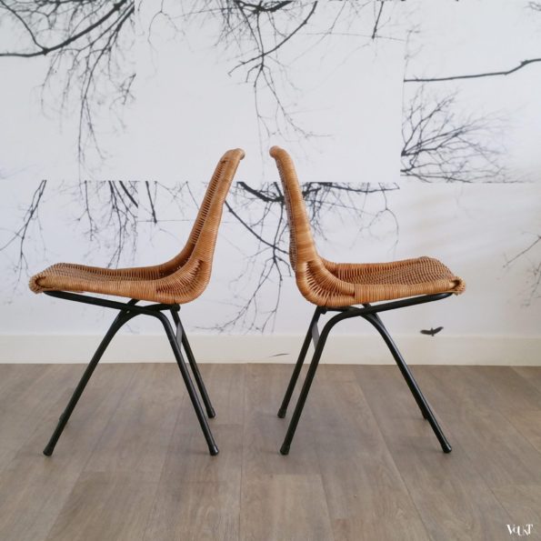 Set van 2 rotan stoeltjes, Rohé Noordwolde, jaren '60