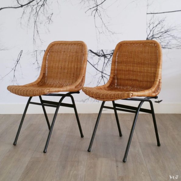 Set van 2 rotan stoeltjes, Rohé Noordwolde, jaren '60
