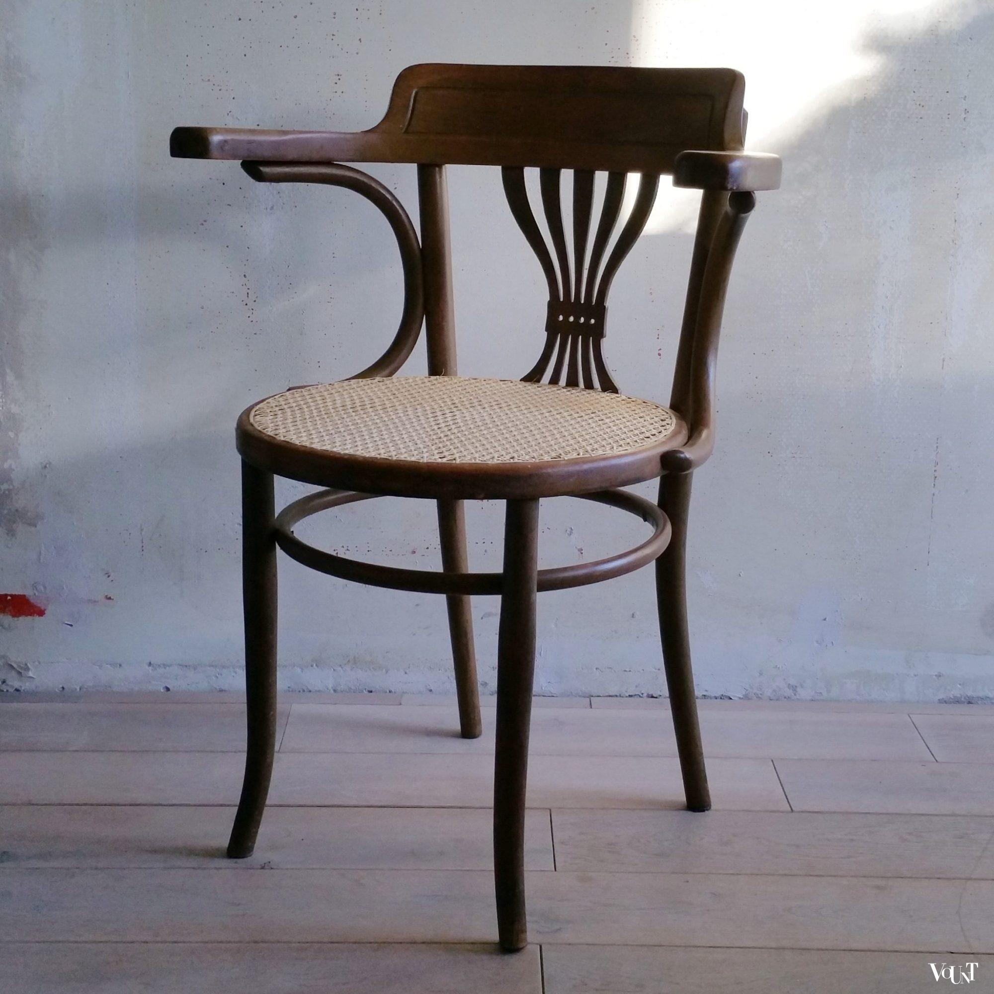 Bureaustoel met rotan zitting, nr. 8 E, Fischel, rond 1915