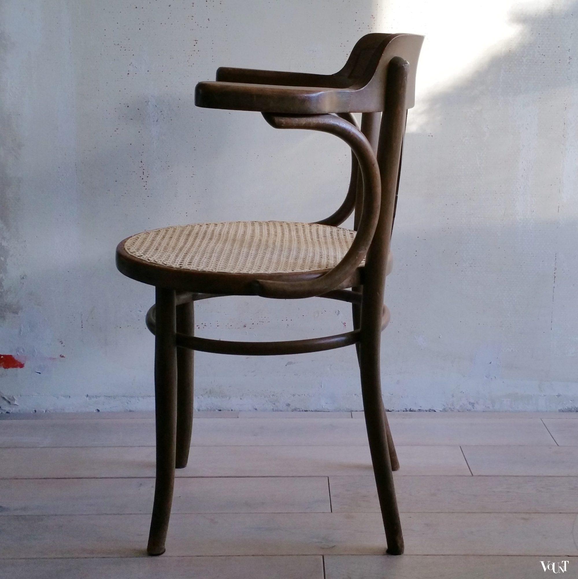 Bureaustoel met rotan zitting, nr. 8 E, Fischel, rond 1915