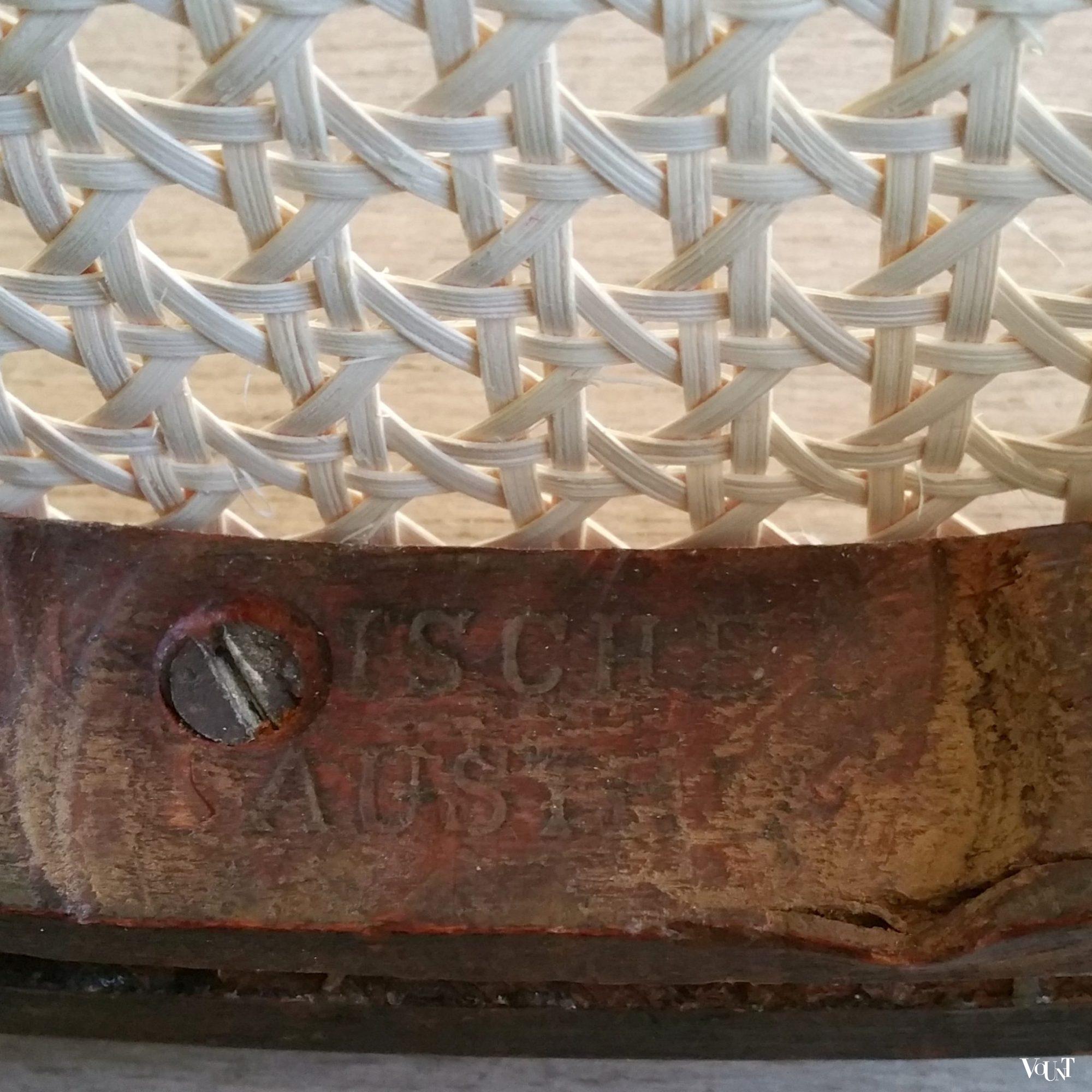 Bureaustoel met rotan zitting, nr. 8 E, Fischel, rond 1915