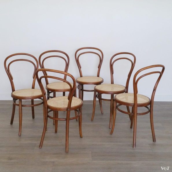 Set van 6 nr. 14 stoelen van Josef Hoffmann, rond 1900