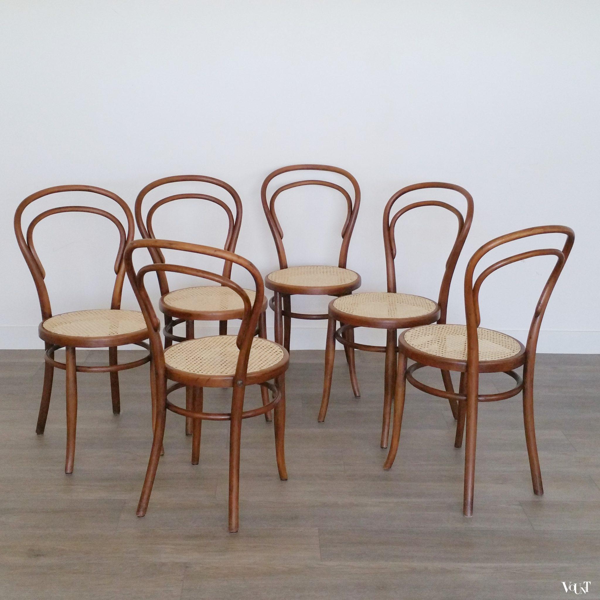 Set van 6 nr. 14 stoelen van Josef Hoffmann, rond 1900