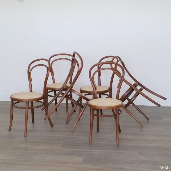 Set van 6 nr. 14 stoelen van Josef Hoffmann, rond 1900