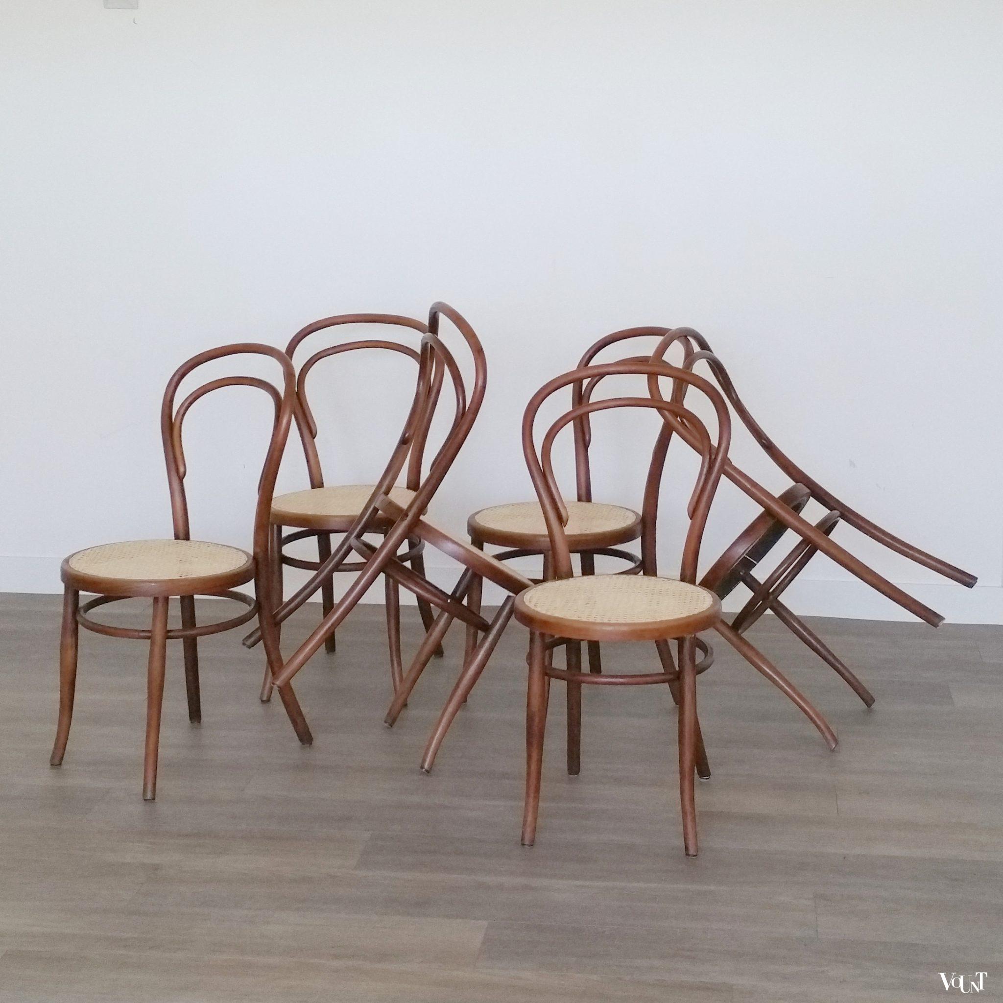 Set van 6 nr. 14 stoelen van Josef Hoffmann, rond 1900