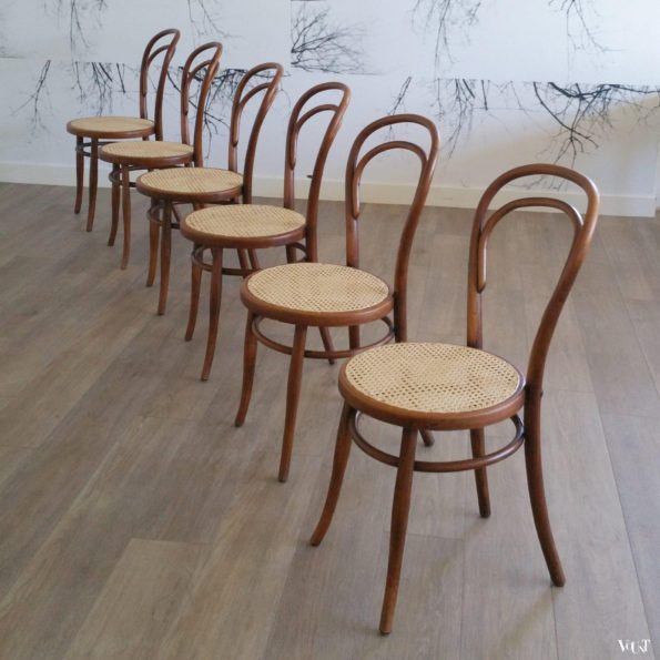 Set van 6 nr. 14 stoelen van Josef Hoffmann, rond 1900