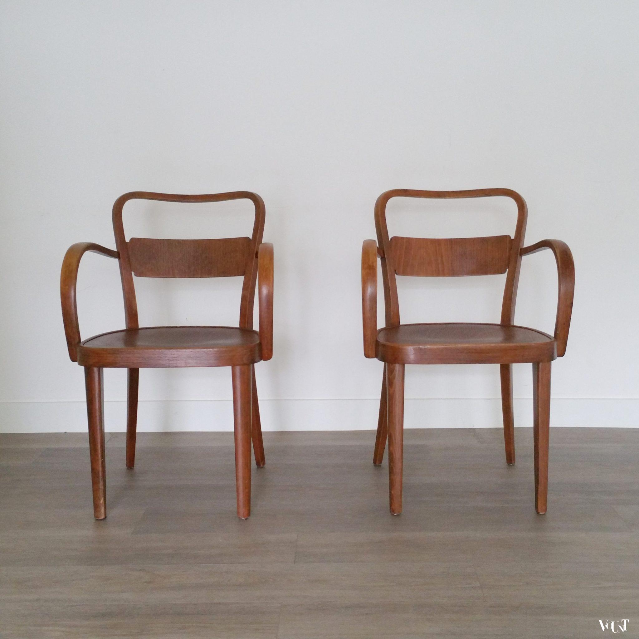 Set van 2 art deco houten Thonet-stoelen, jaren '30