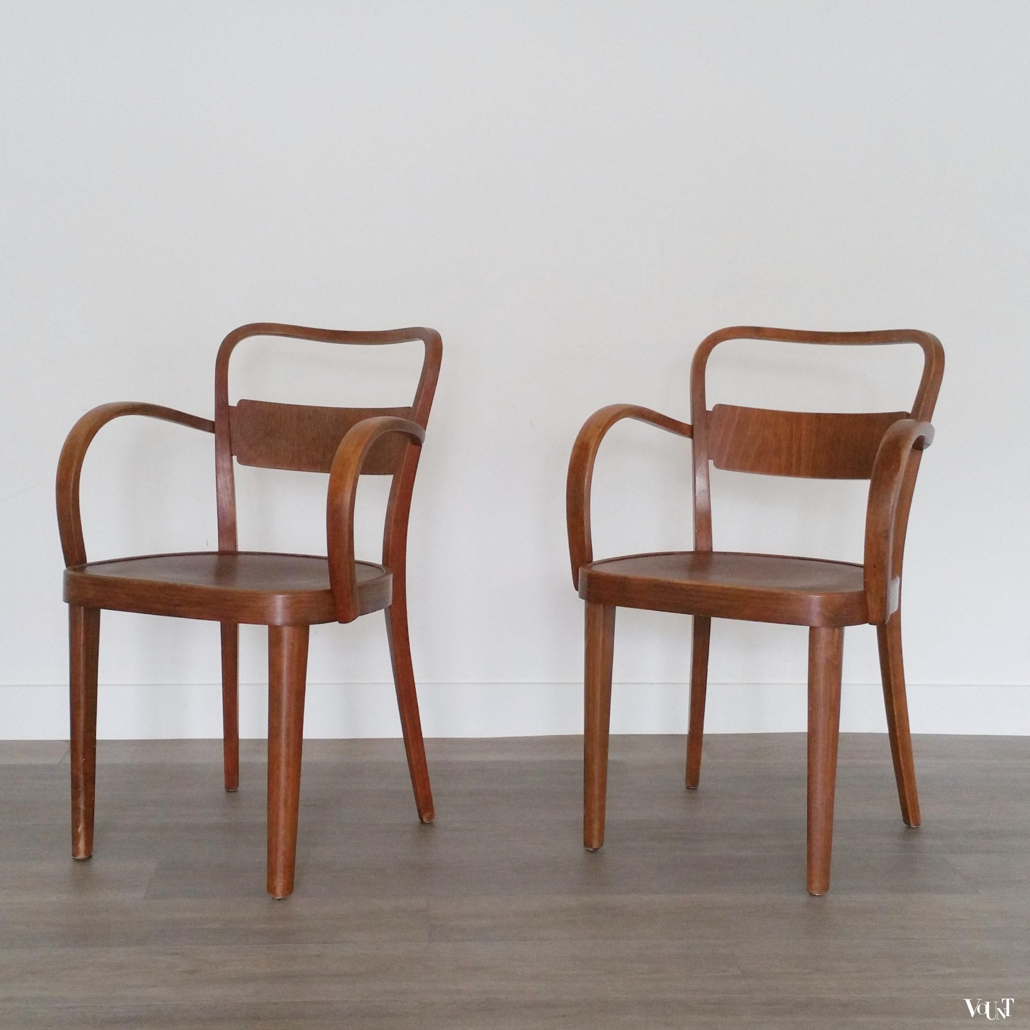 Set van 2 art deco houten Thonet-stoelen, jaren '30