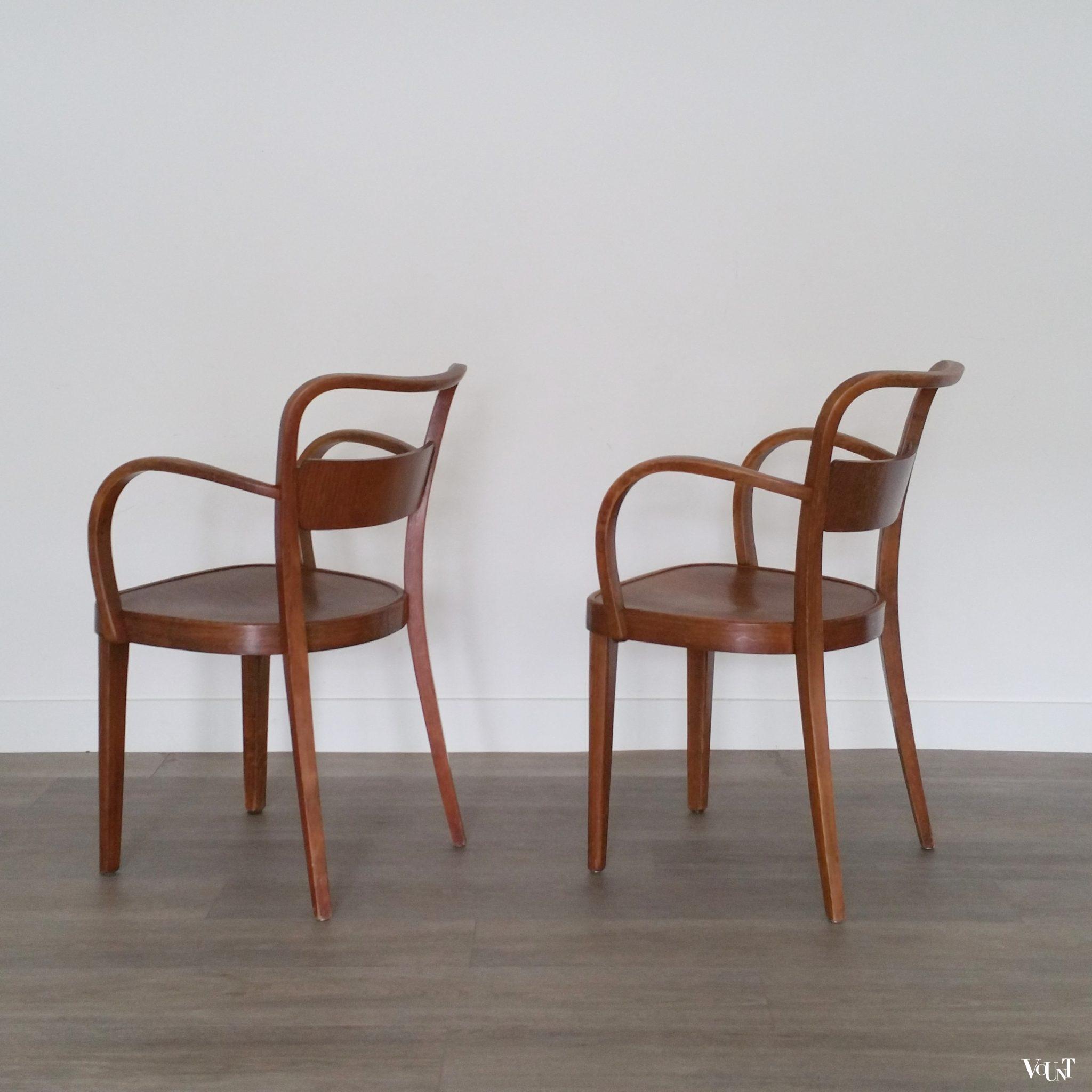 Set van 2 art deco houten Thonet-stoelen, jaren '30