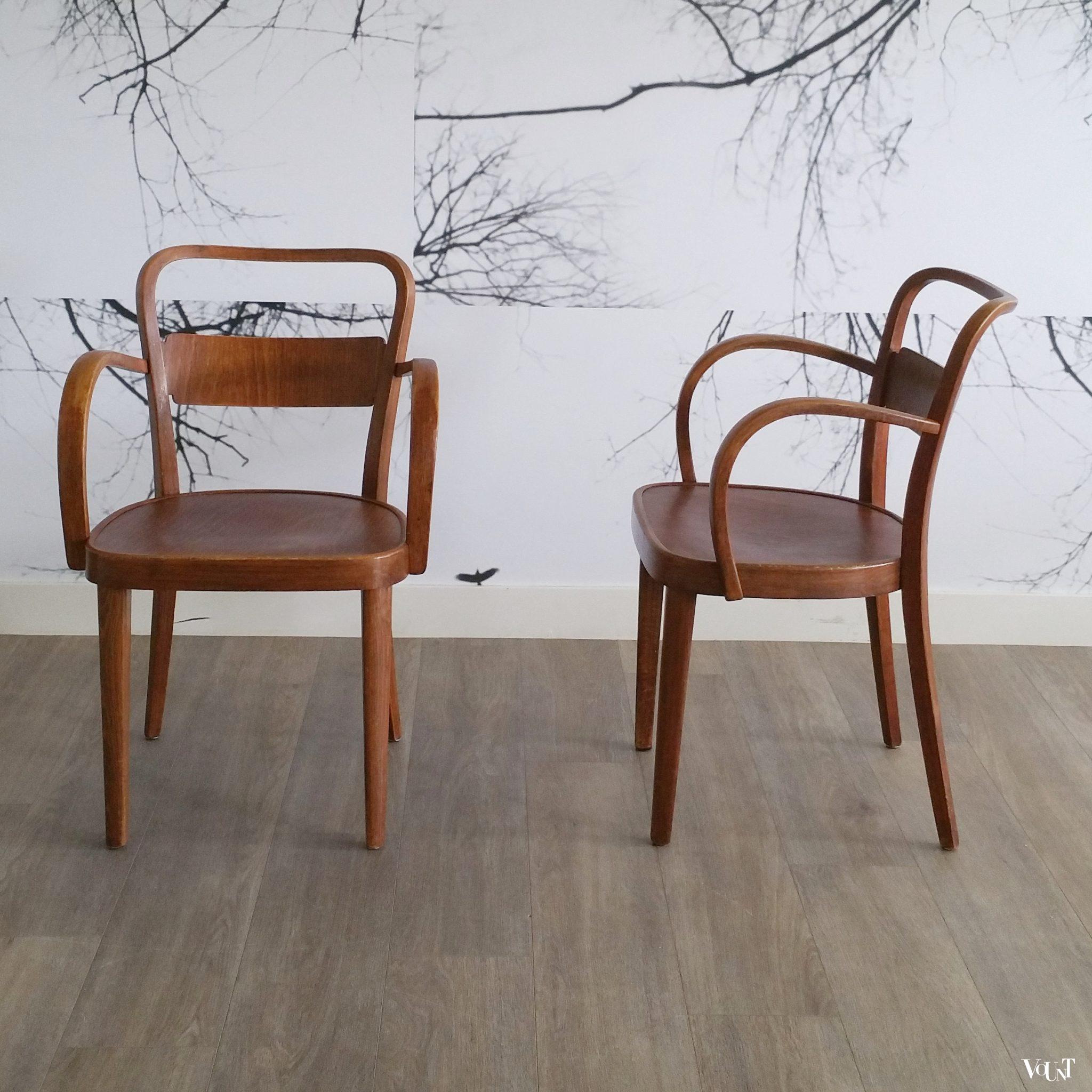 Set van 2 art deco houten Thonet-stoelen, jaren '30