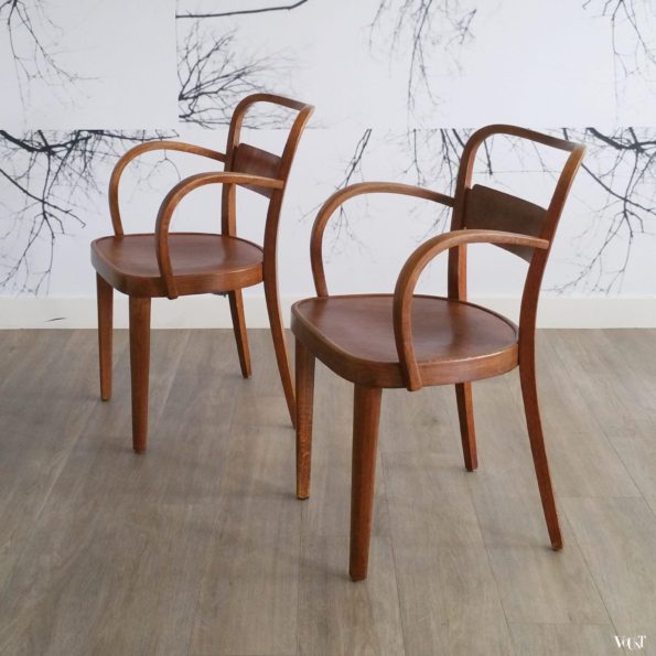 Set van 2 art deco houten Thonet-stoelen, jaren '30