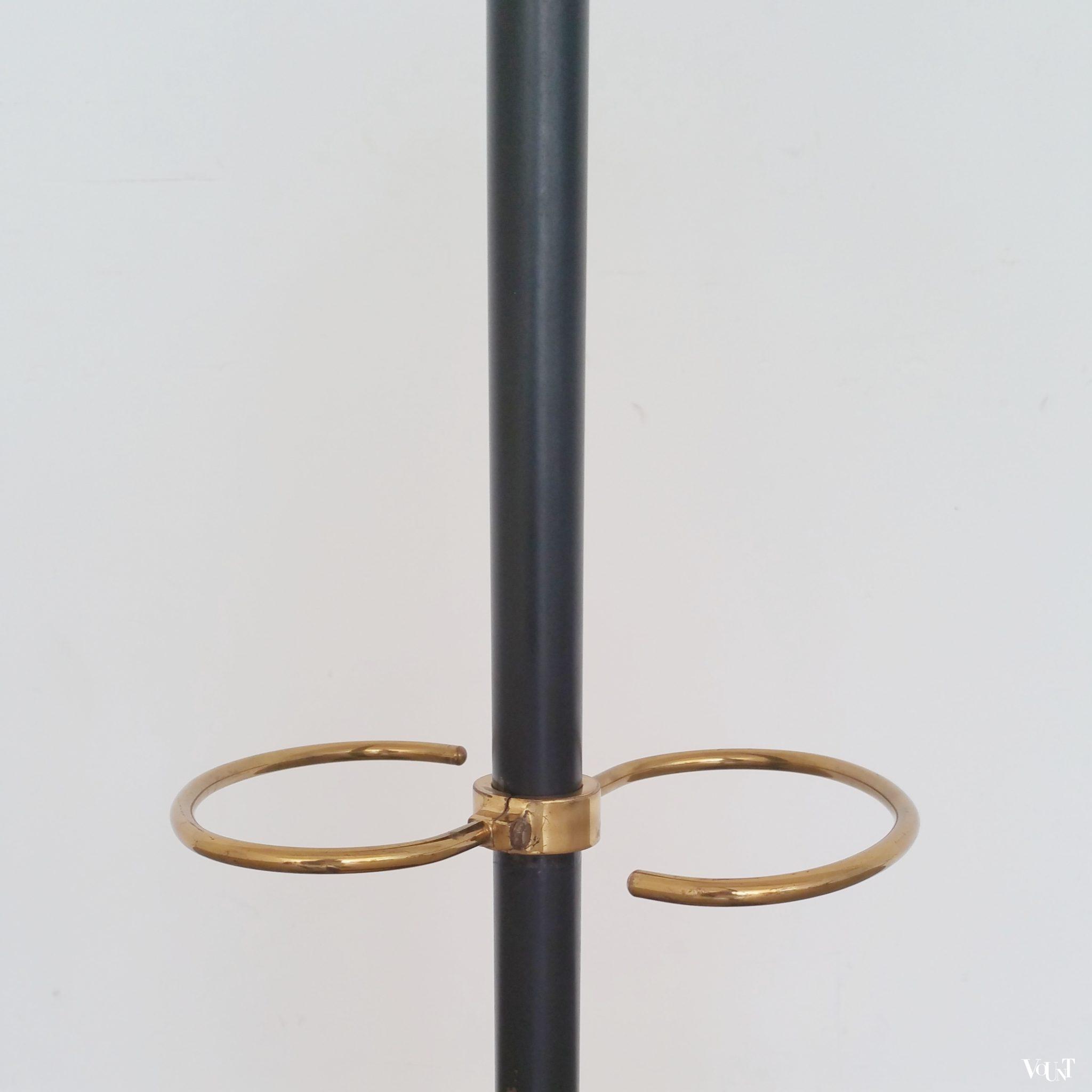 Staande kapstok messing en metaal, Jacques Adnet, jaren '50