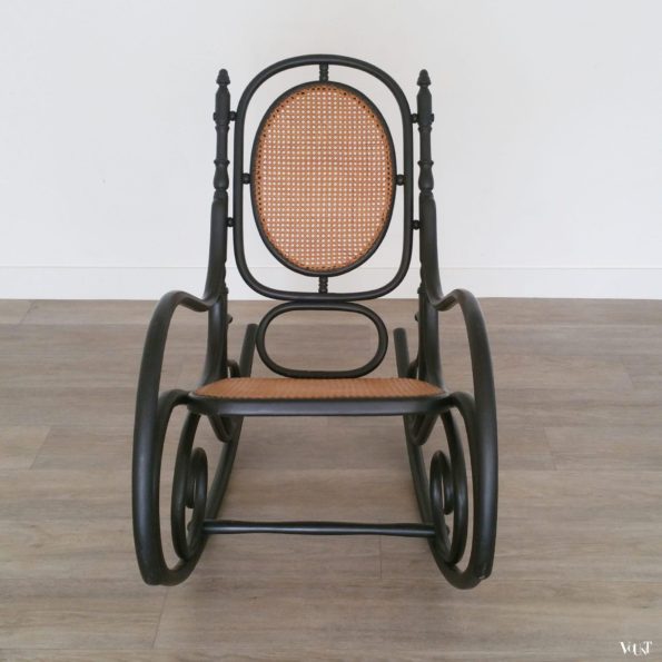 Zwarte bentwood schommelstoel Fischel, jaren '20