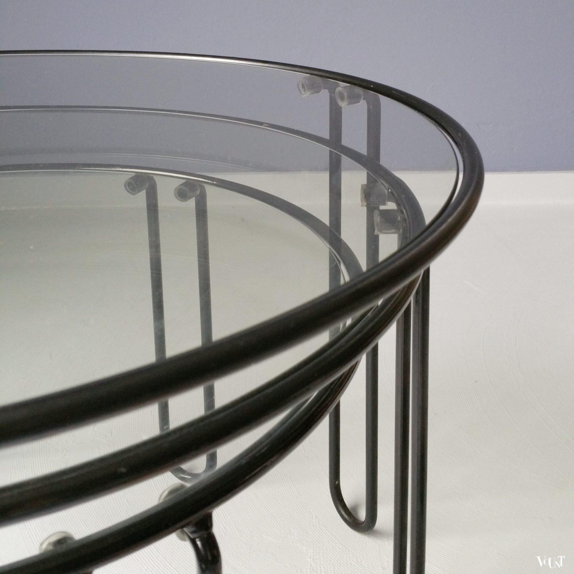 Set van 3 minimalistische ronde bijzettafels, jaren '70