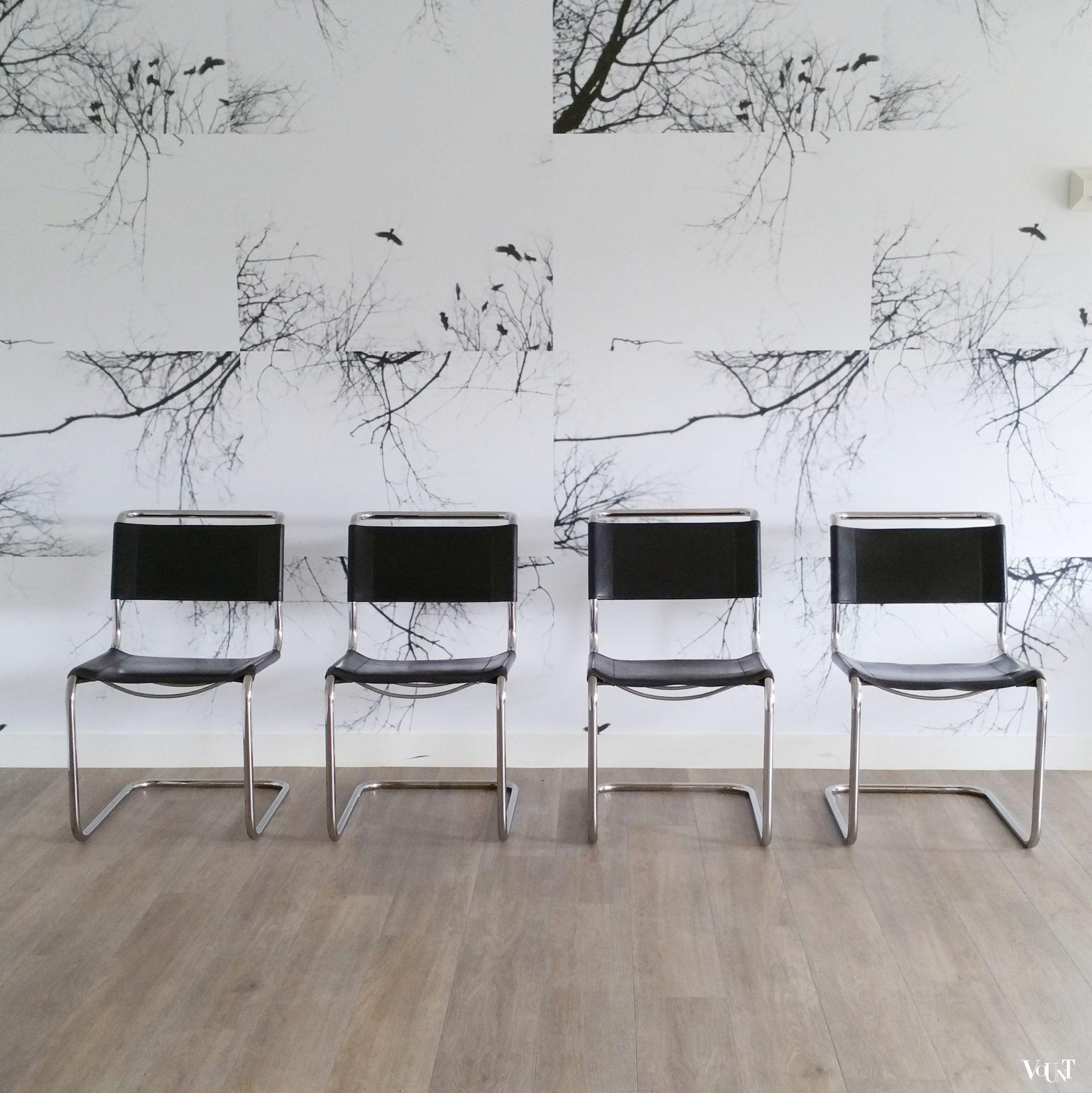 Set van 4 jaren '80 originele S33 stoelen, Mart Stam voor Thonet