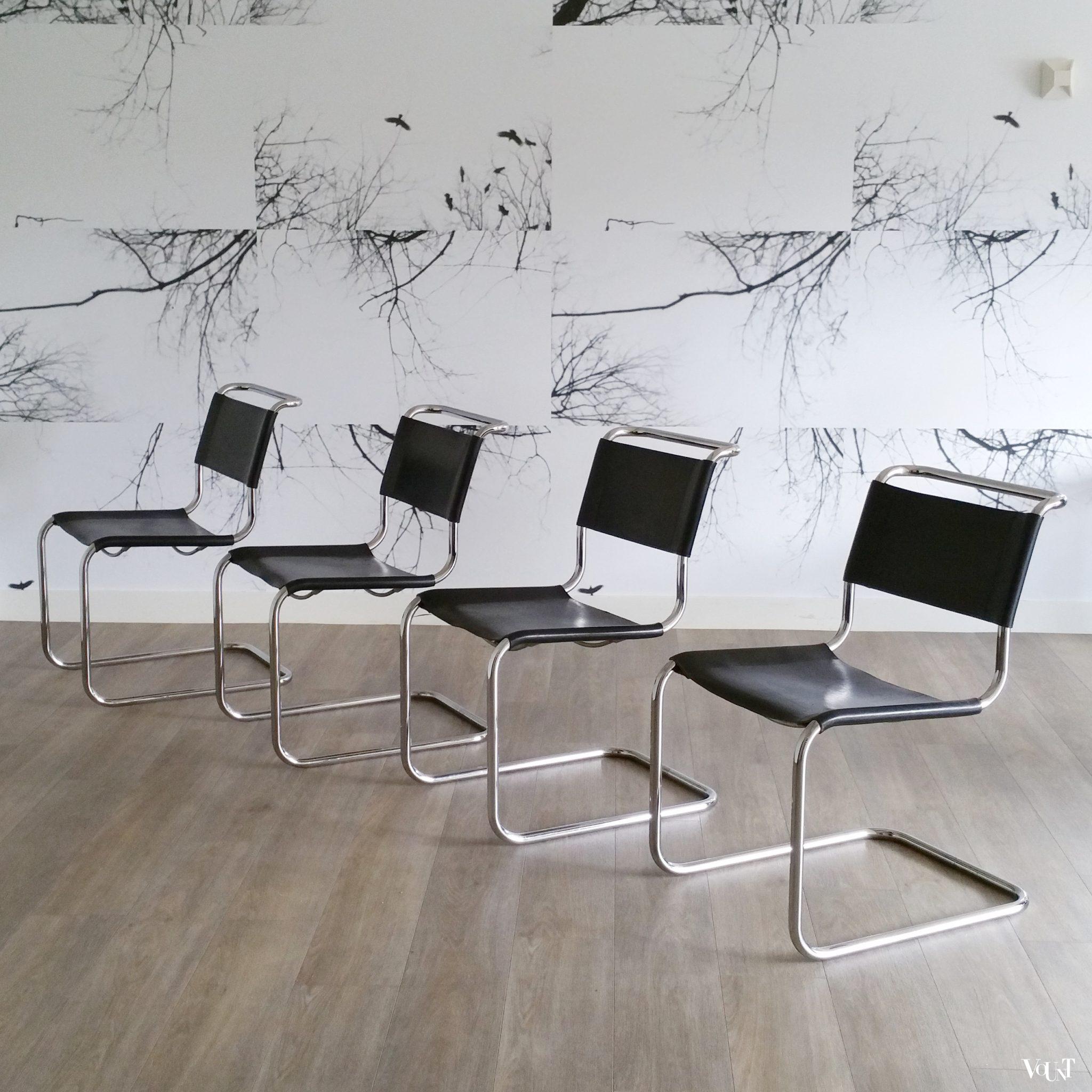 Set van 4 jaren '80 originele S33 stoelen, Mart Stam voor Thonet
