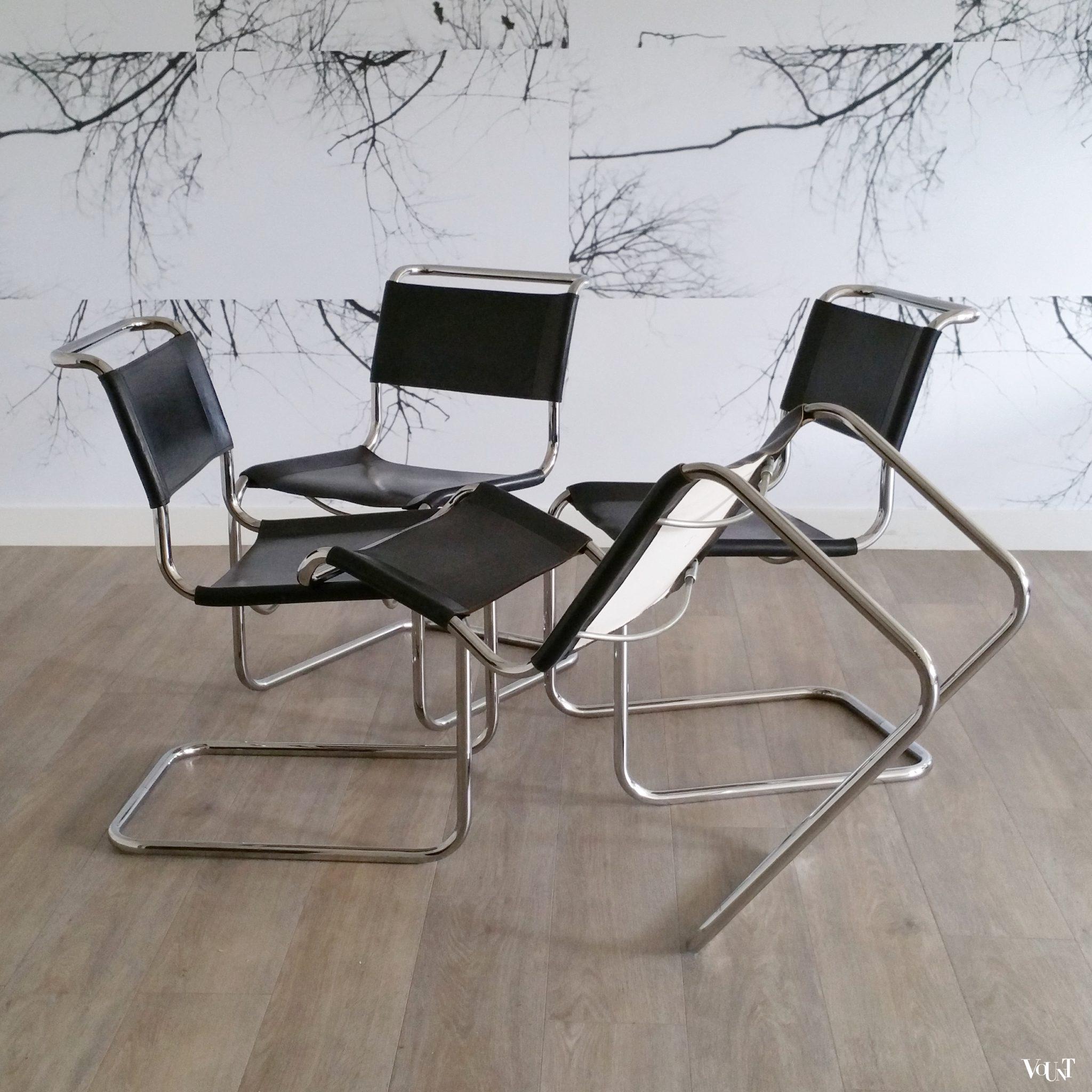 Set van 4 jaren '80 originele S33 stoelen, Mart Stam voor Thonet
