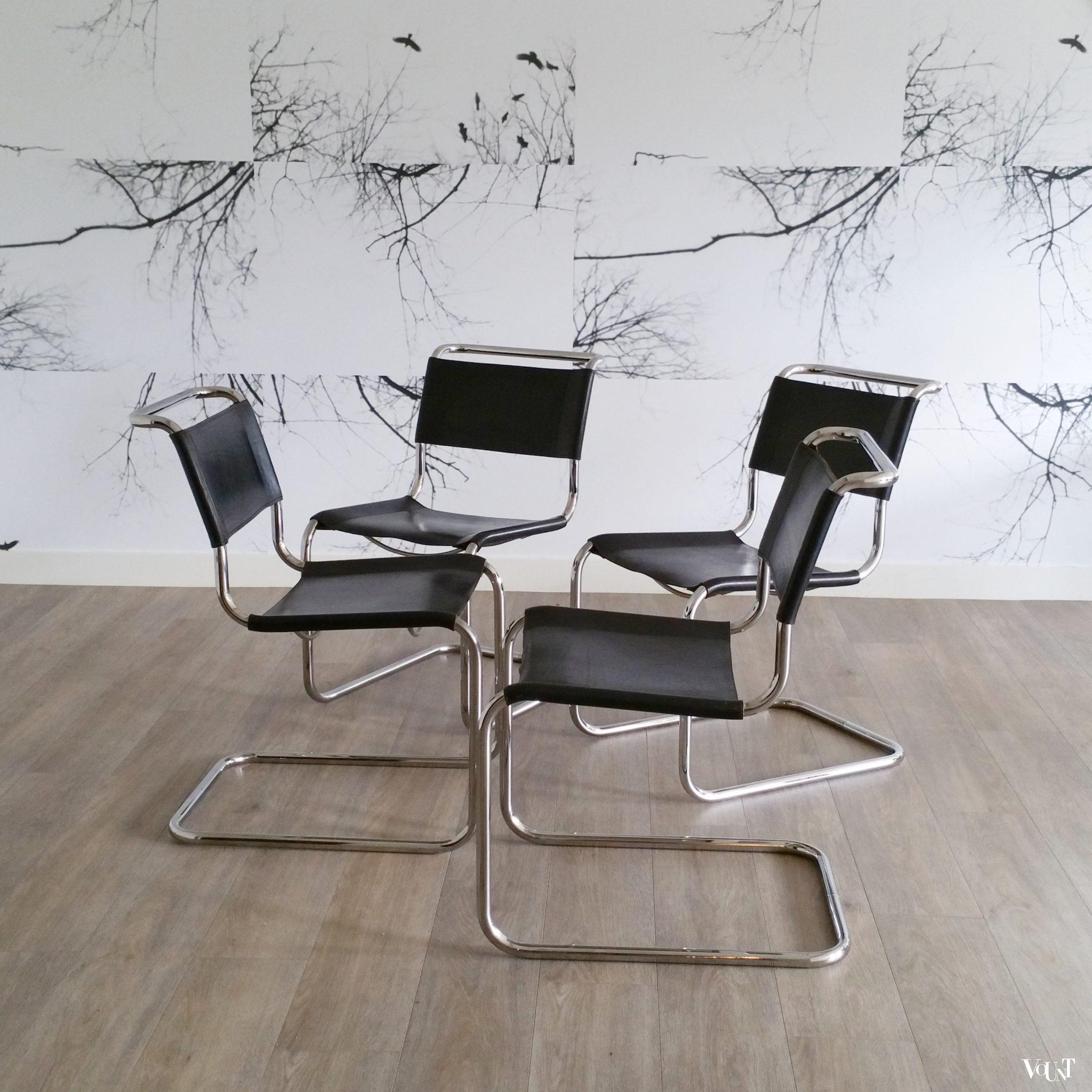 Set van 4 jaren '80 originele S33 stoelen, Mart Stam voor Thonet