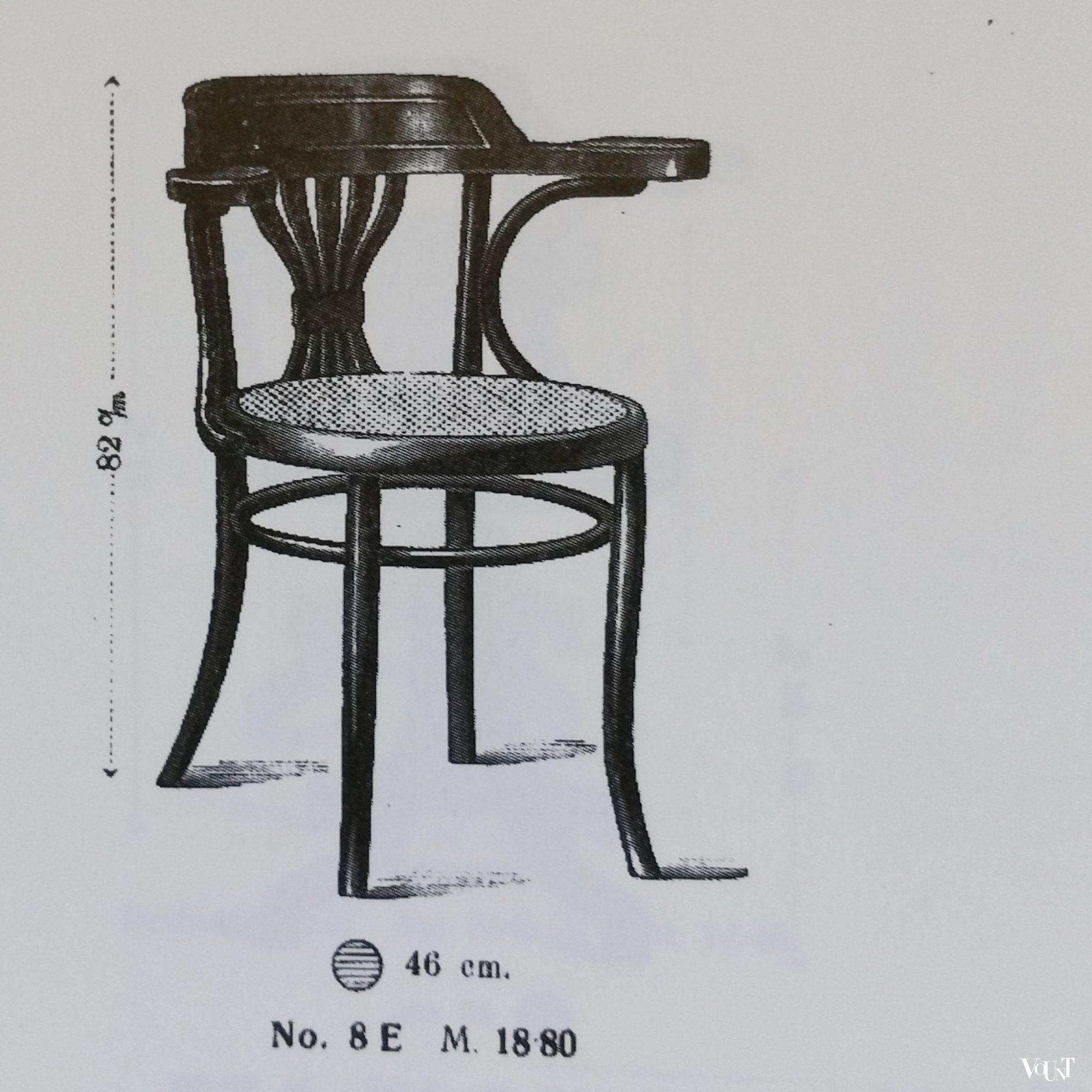 Bureaustoel met rotan zitting, nr. 8 E, Fischel, rond 1915