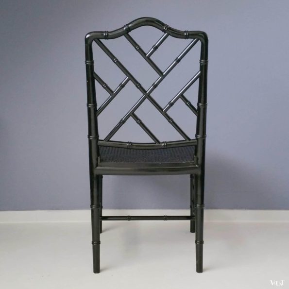 Zwarte faux bamboo Chippendale stoel, jaren '70