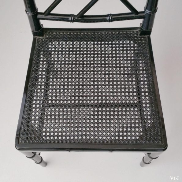Zwarte faux bamboo Chippendale stoel, jaren '70