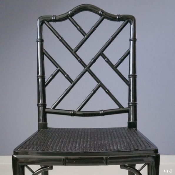 Zwarte faux bamboo Chippendale stoel, jaren '70