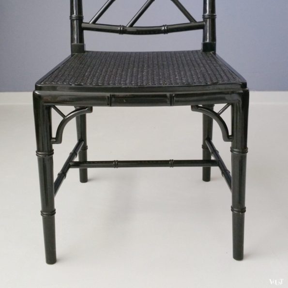 Zwarte faux bamboo Chippendale stoel, jaren '70