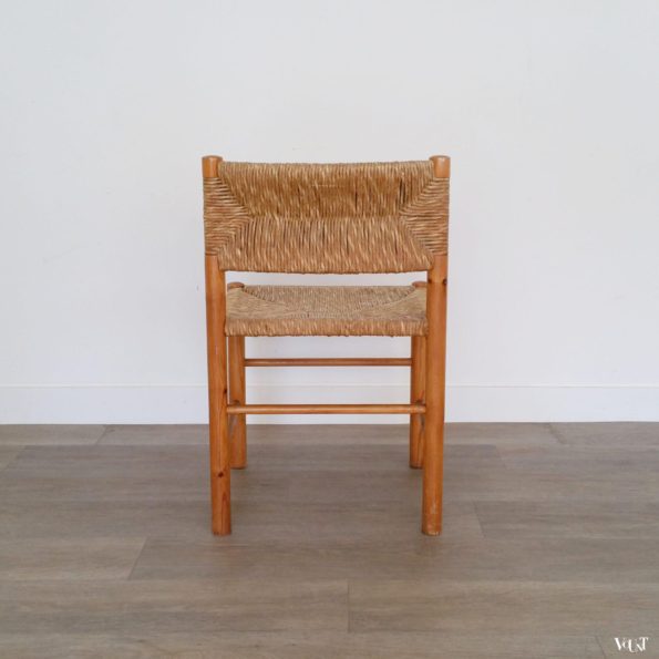 Vintage grenen stoel met biezen, jaren '60