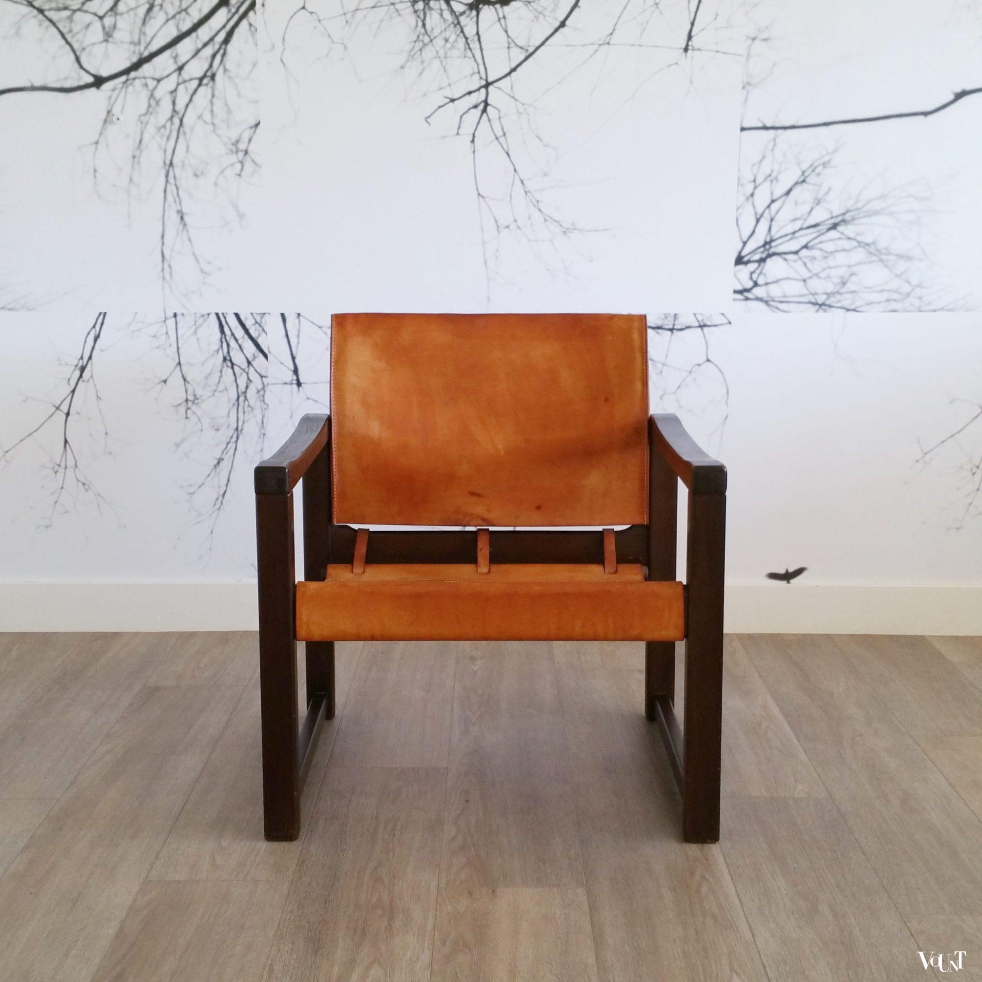 Leren safaristoel “Diana”, Karin Mobring voor Ikea, Zweden, jaren ‘70