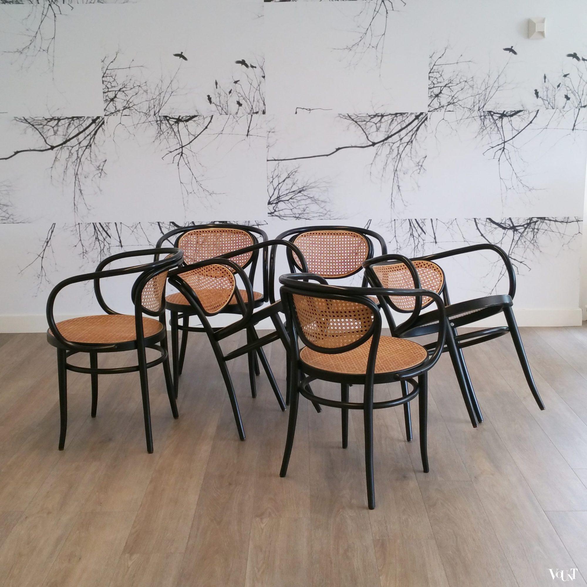 Set van 6 originele Thonet-stoelen nr. 210, 2001
