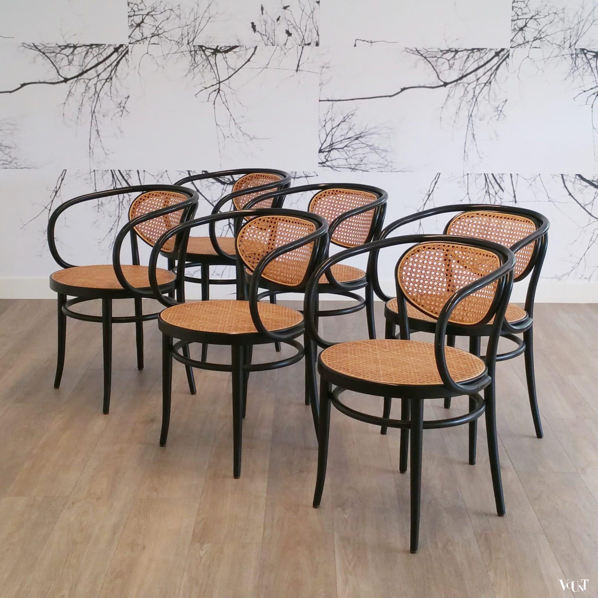 Set van 6 originele Thonet-stoelen nr. 210, 2001