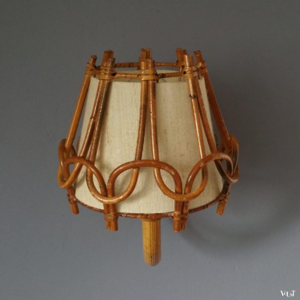 Set van 2 Franse rotan wandlampjes, jaren '50