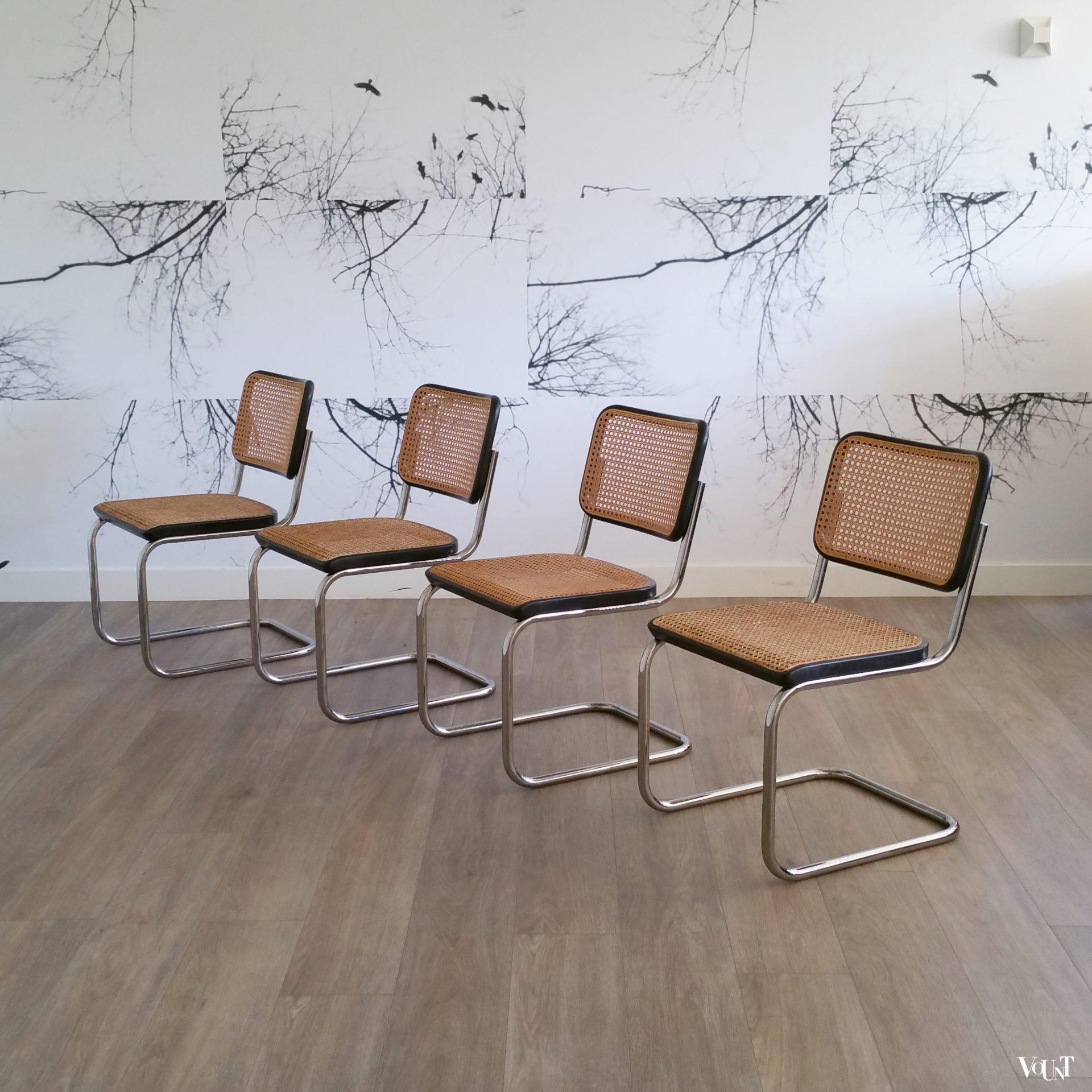 Set van 4 jaren '80 originele S32 stoelen, Marcel Breuer voor Thonet