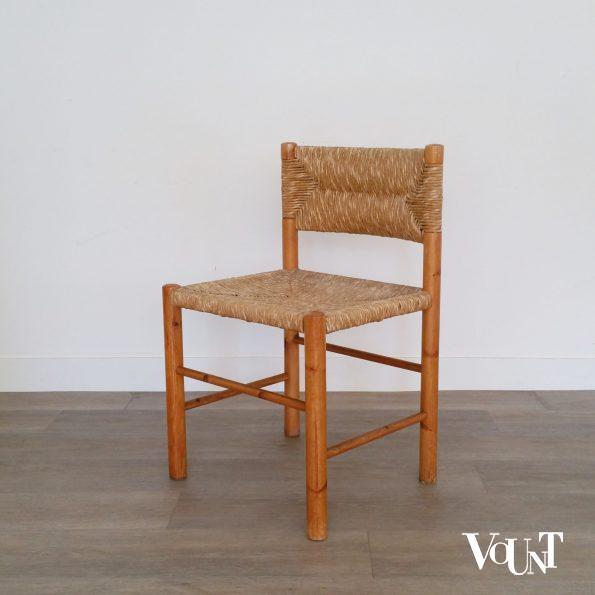 Vintage grenen stoel met biezen, jaren '60