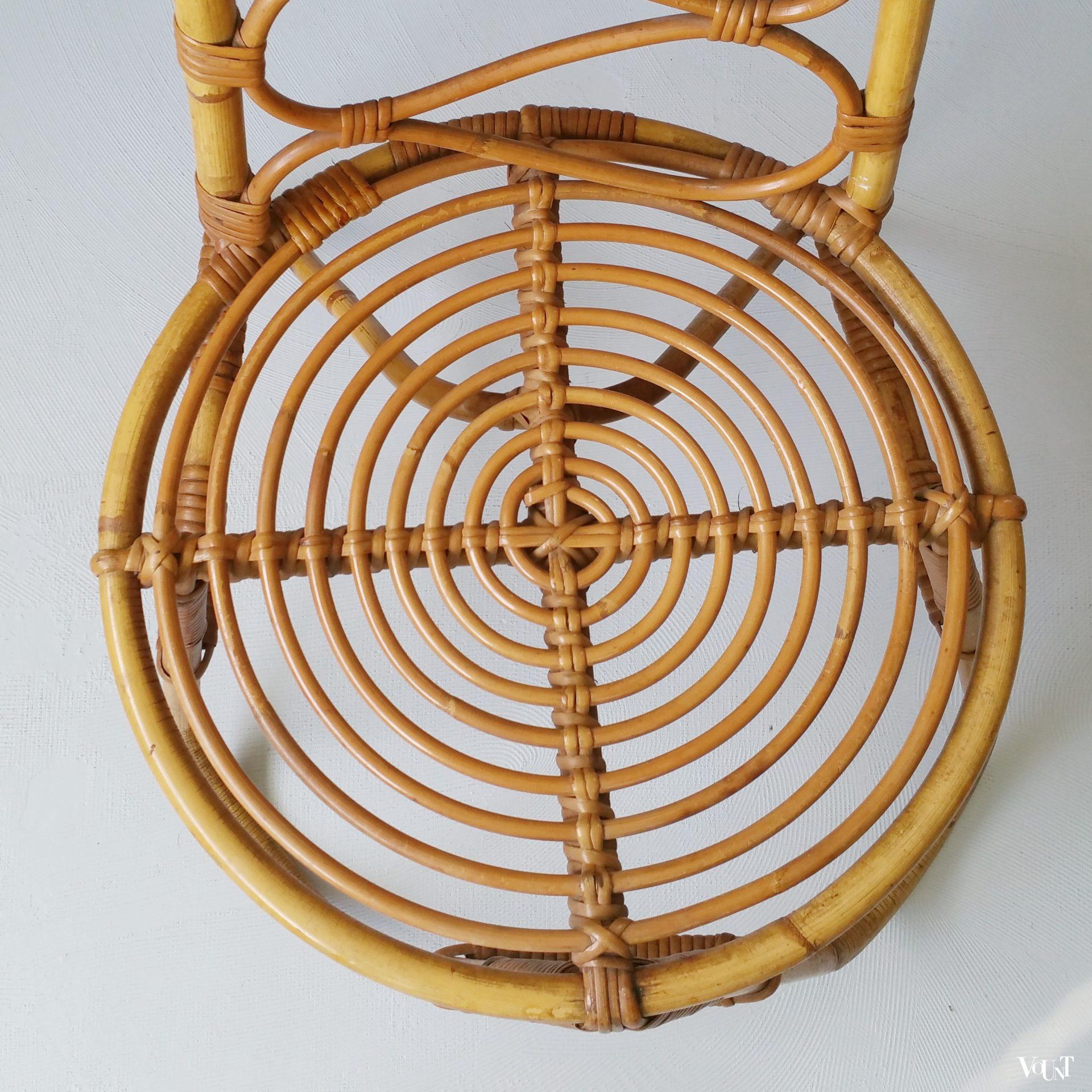 Design rotanstoel met hoge rug, Hoekstra, jaren '60