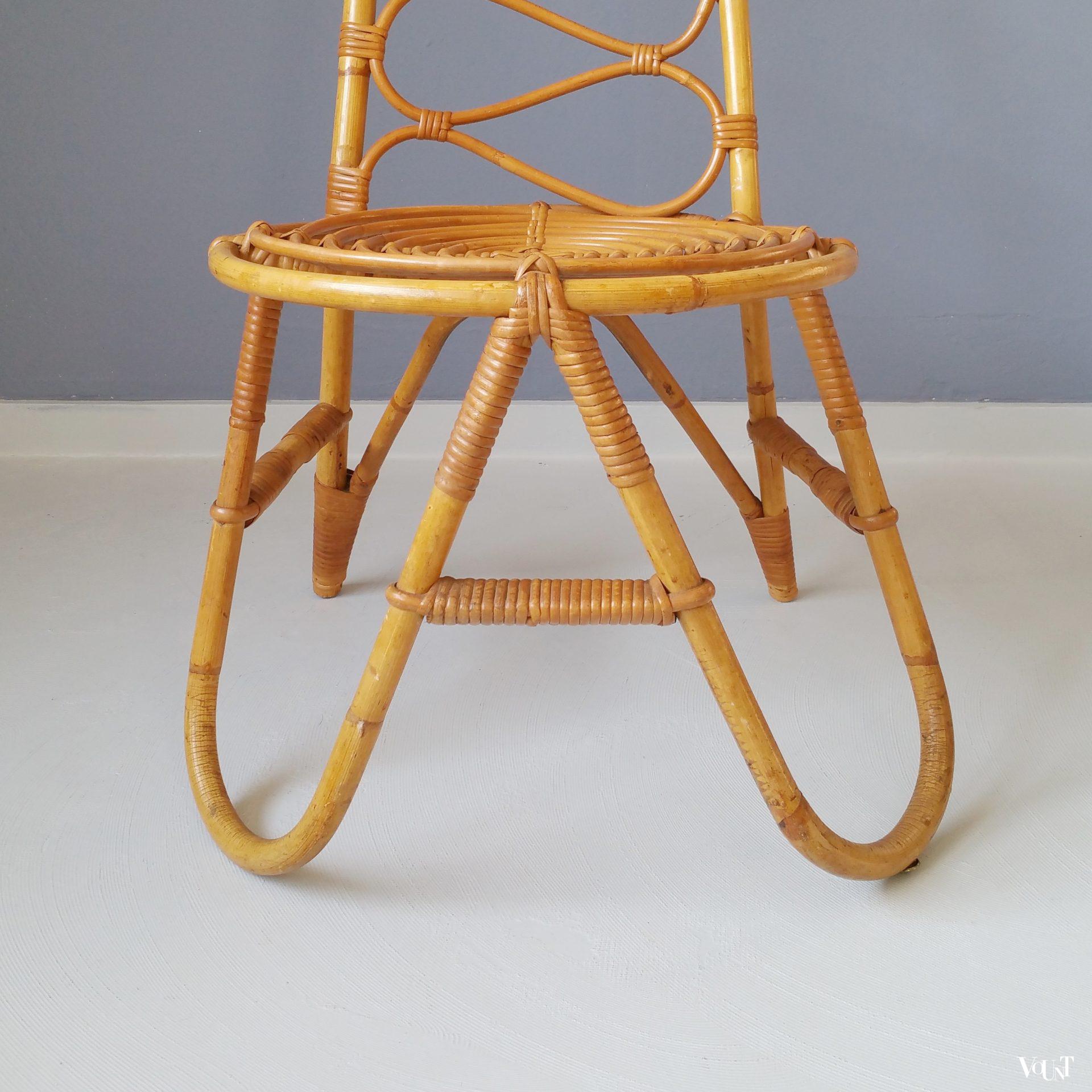 Design rotanstoel met hoge rug, Hoekstra, jaren '60