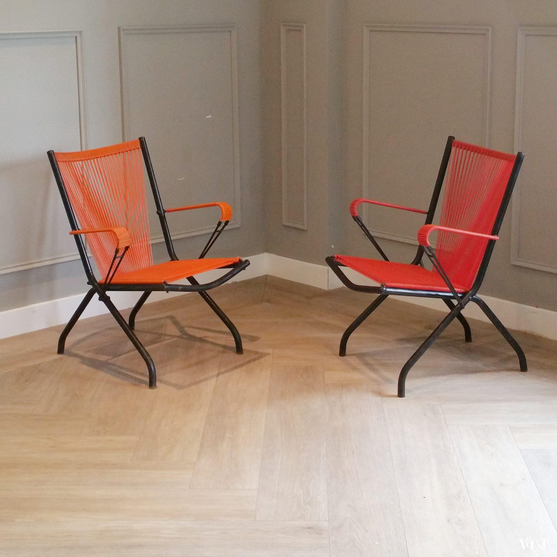 Set van 2 draadstoelen, André Monpoix, jaren '50