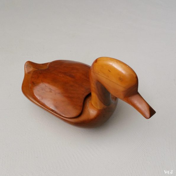 Teakhouten eend met deksel, jaren '60
