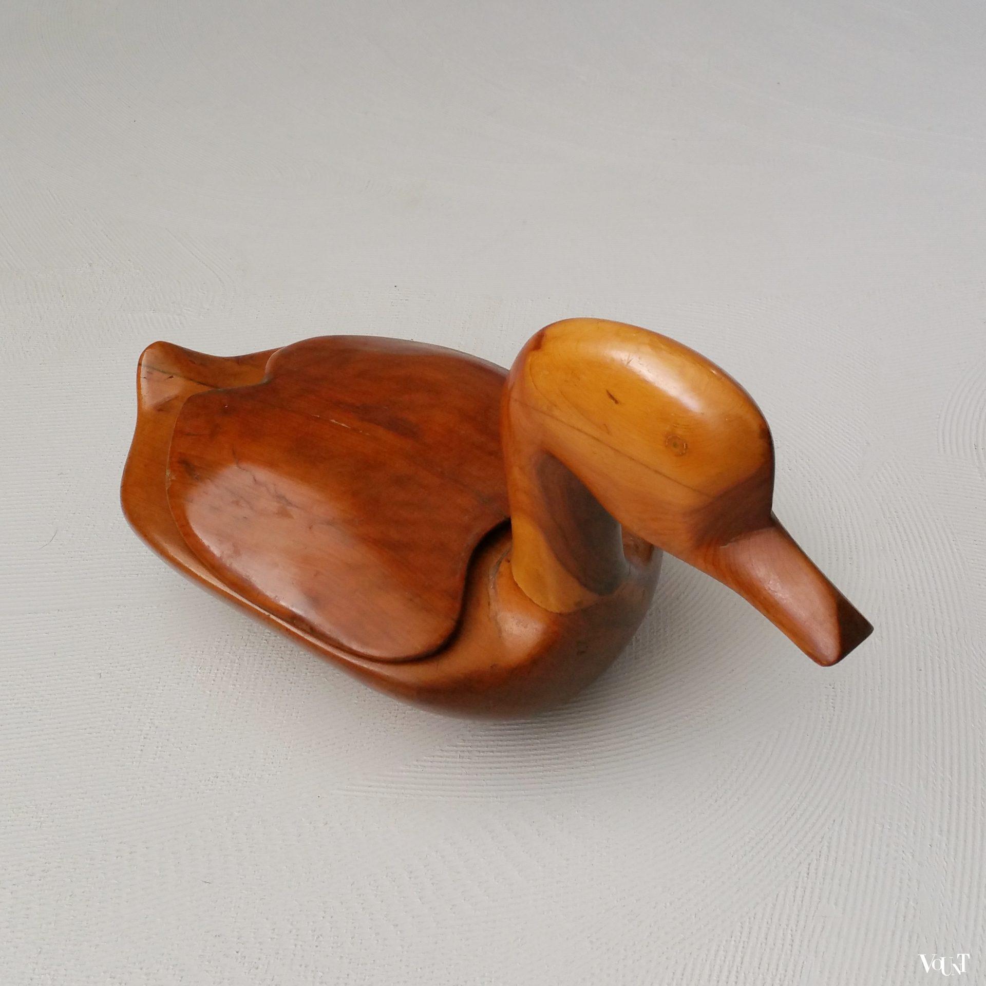Teakhouten eend met deksel, jaren '60