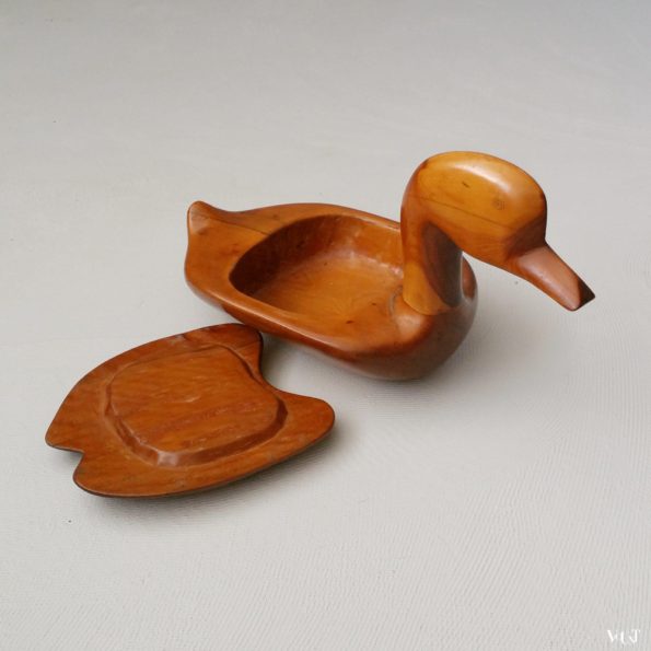 Teakhouten eend met deksel, jaren '60