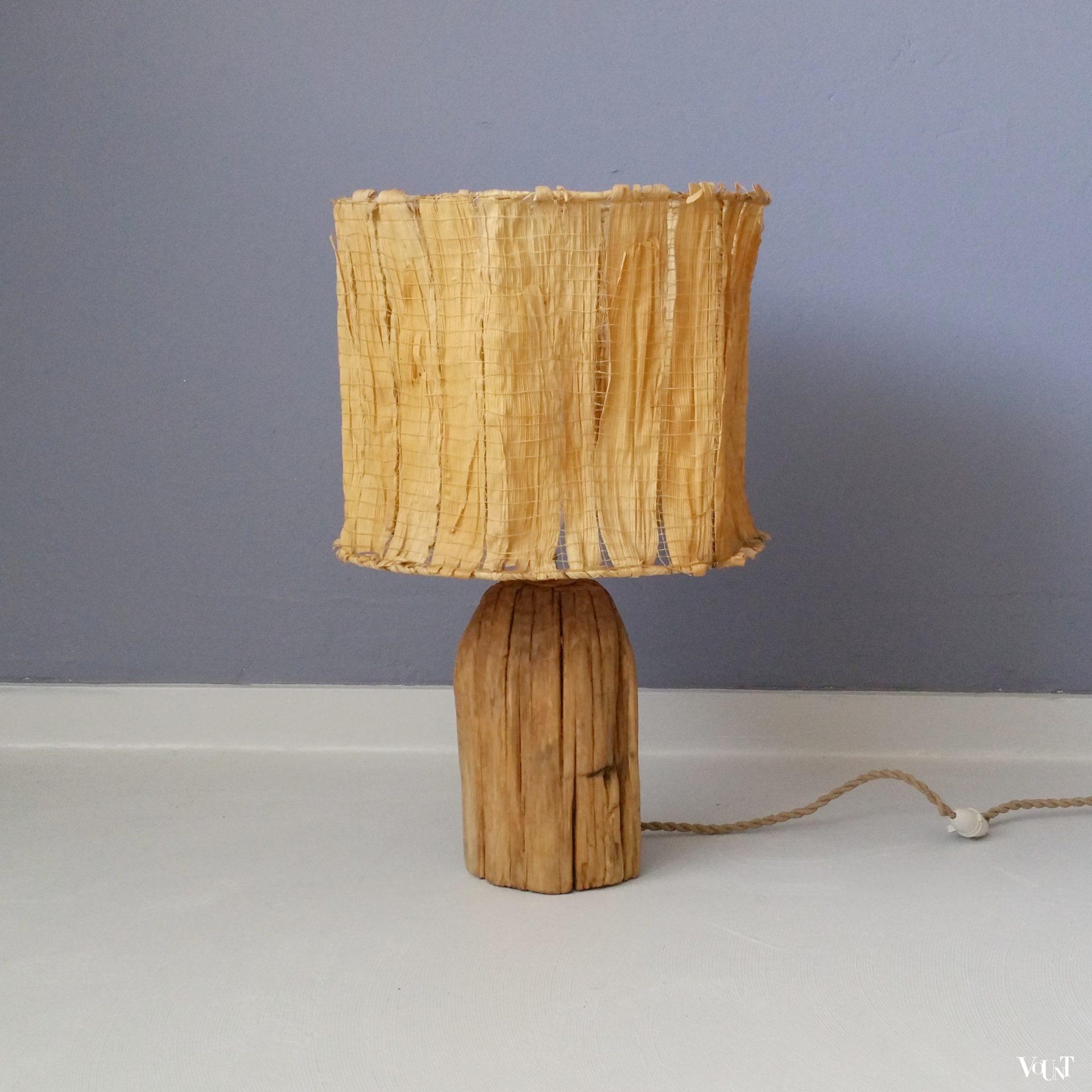 Vintage lamp met kap van geweven maisbladeren, Frankrijk, jaren '60