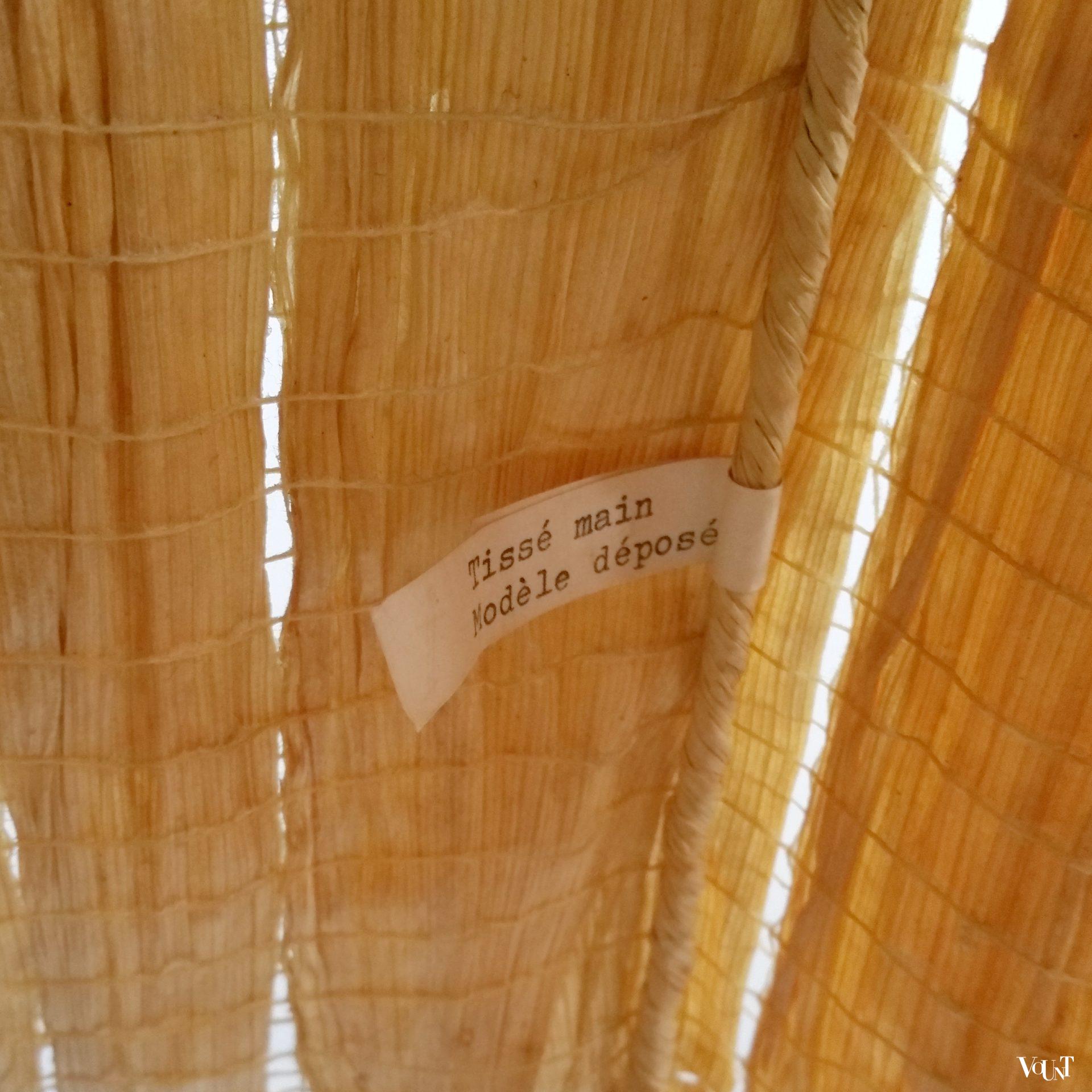 Vintage lamp met kap van geweven maisbladeren, Frankrijk, jaren '60